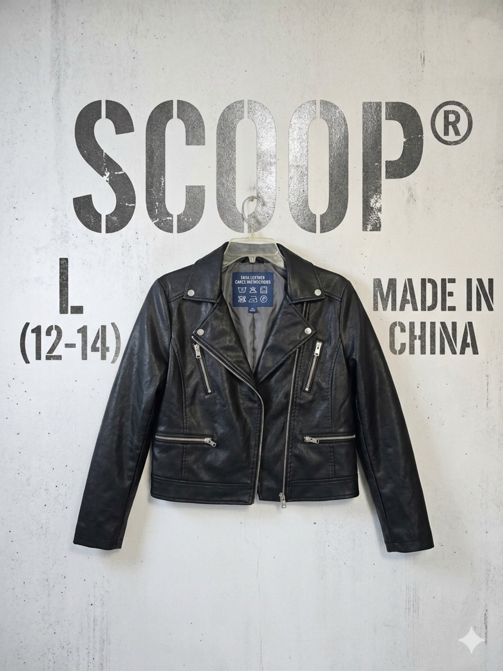 Scoop Black Faux Leather Moto Jacket - Women